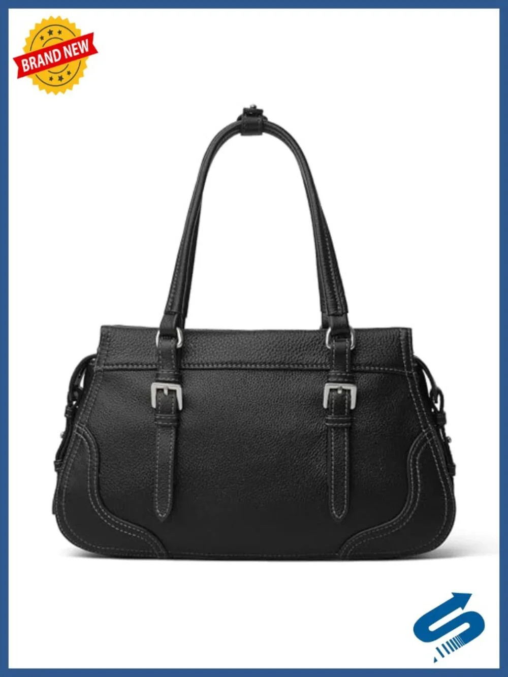 Genuine Leather Satchel Purse & Tote Bag Top Handle, Crossbody Strap, Full
